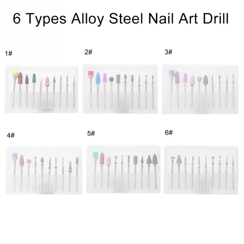 

10pc Nail Drill Bit Set Nail Files Electric Machine for Manicure Rotate Polishing Tools Cutters Manicure Nail Art Accessory