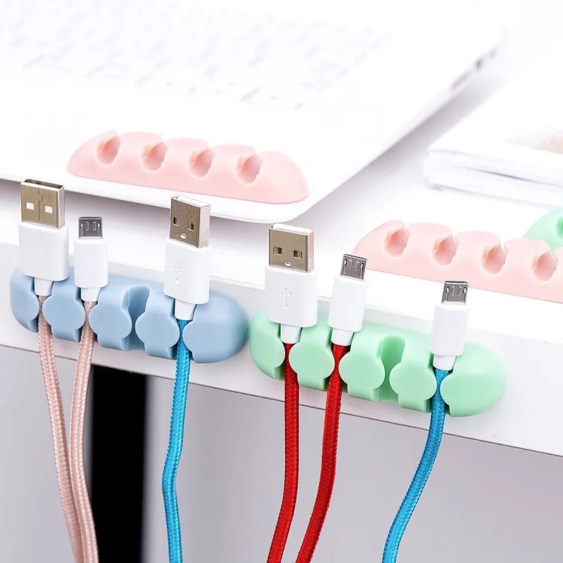 

2 pcs/set practical 4 in 1 silicone desktop winder cable organizer cable Home office computer headphone bobbin wires holder