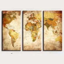 World Map Canvas Painting Wall Modular Picture For Living Room Classical Europe Type Watercolor decoration Print framed