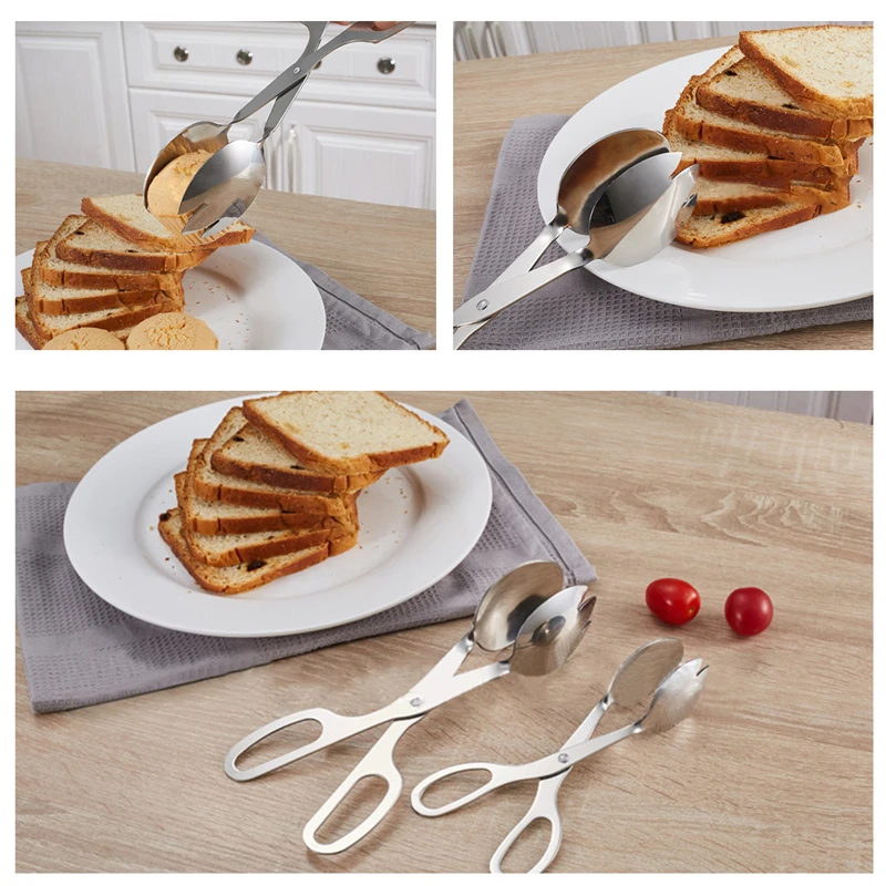 2Pcs Kitchen Tongs Stainless Steel Cooking Tongs Serving Tong Utensil For Barbecue Buffet Salad