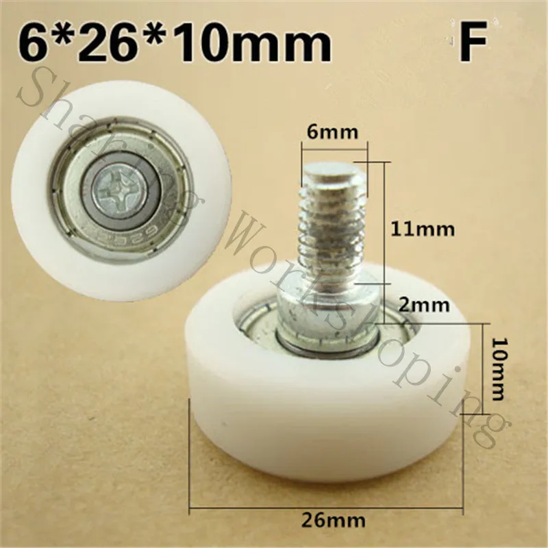 SWMAKER 6*26*10mm F type plane ferry pulley with screw Flat small wheel roller rubber bearing wheels | Обустройство дома
