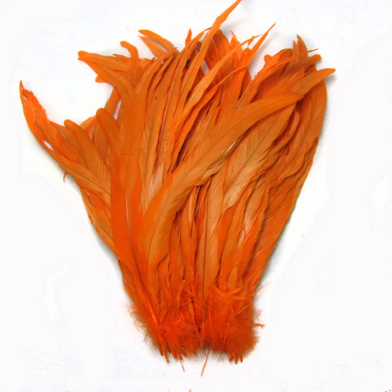 20 шт./партия, цветное петушиное перо, Куриный хвост, 30-35 см, обесцвечивание DIY аксессуаров, шлейф - Цвет: Оранжевый