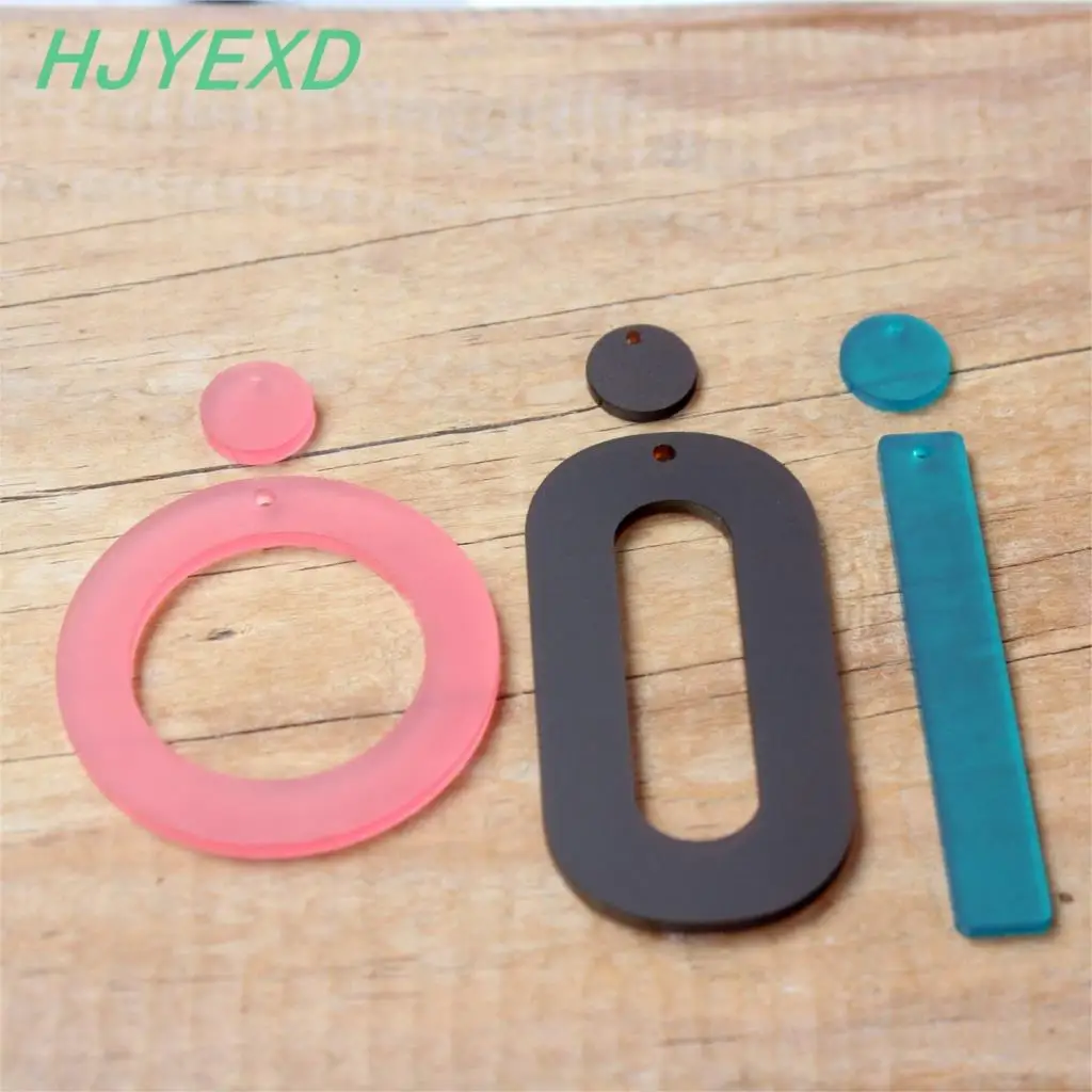

(4pcs each) Acrylic Earrings Accessories Round Rectangle Oval Earrings Matt Pink Matt Green Matt Brown -AC1502