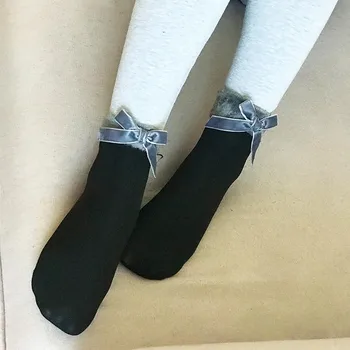 

New Arrival Ladies Bow Snow Socks Sweet Edged Tube Cotton Socks High Quality Winter Warm Sock Comfortable Meias Soft Soxs Hocoks