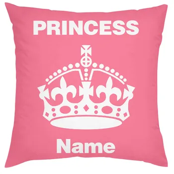 

Personalized Pink Princess Crown Design Cushion Cover Case Custom Name Printed Throw Pillow Case Covers for Girls Xmas Gift 18"
