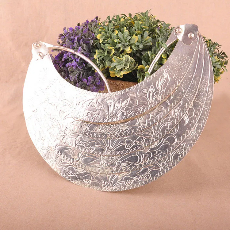 

Miao ethnic handmade silver collar old seedling silver collar five layer flowers Collar Necklace1a