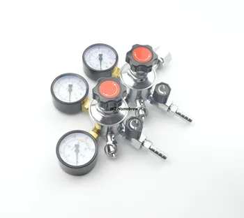 

Dual CO2 Gauge Regulator Homebrew CO2 Regulator, 0~3000psi, 0~60psi, with 3/8" Barbed Shuttoff Valve