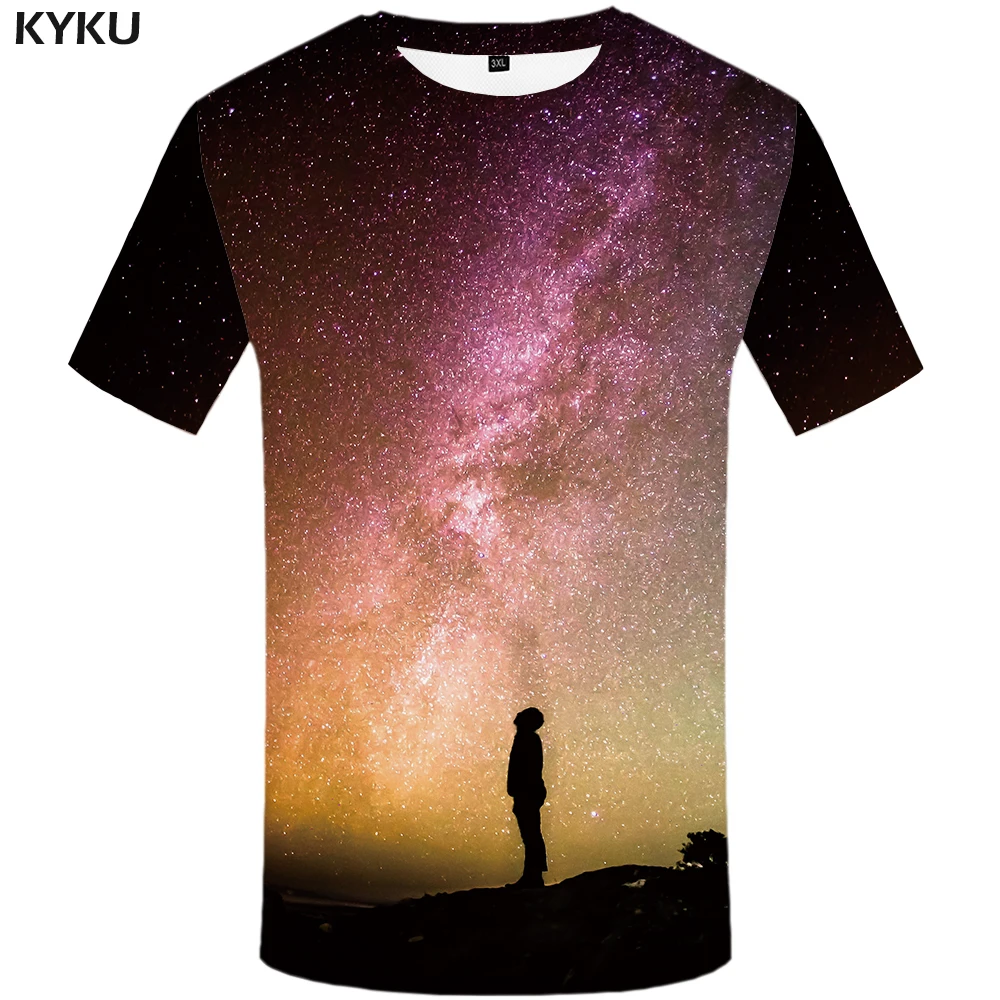 

Funny T shirts Galaxy Space T-shirt Men Nebula Tshirts Casual Mountain Anime Clothes Character T-shirts 3d Harajuku Shirt Print