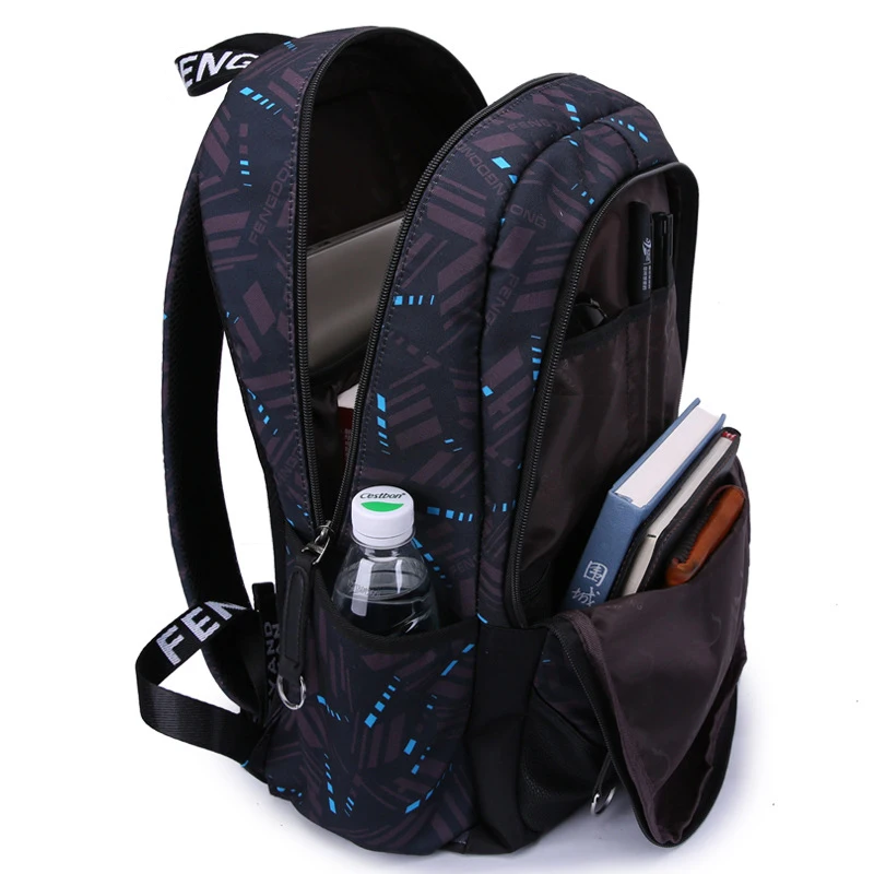 Fengdong Mochila de los hombres de la moda, mochila impermeable de Oxford, mochila de los estudiantes de la escuela secundaria, mochila del ordenador portátil para la mochila escolar adolescente