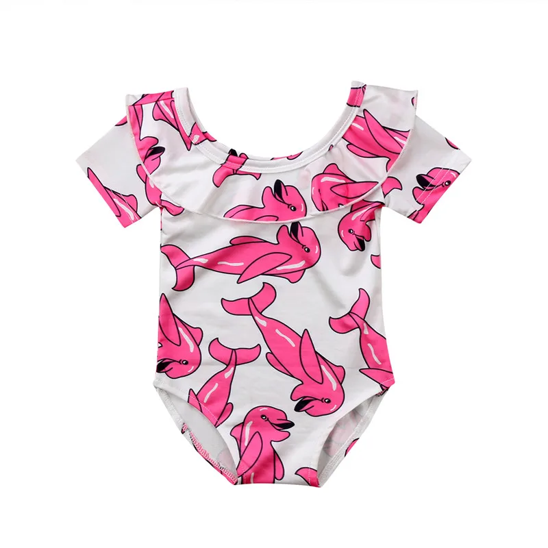 2018 Cute Toddler Kids Baby Girl Dolphin One Piece Bodysuit Bikini