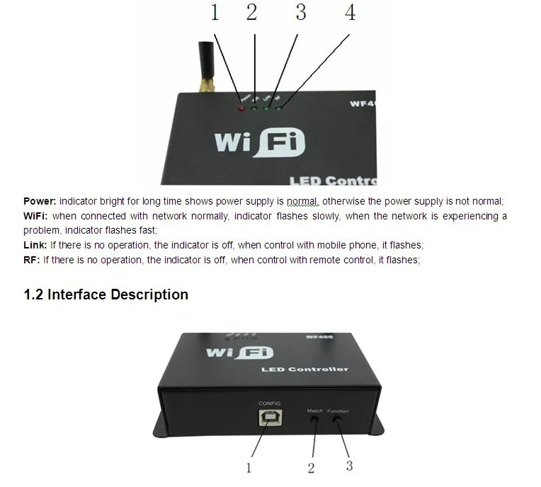 WF400 светодиодный wifi контроллер(можно получить доступ к трассе); многоточечный wifi светодиодный диммер, DC5~ 24V вход; 3 канала; Макс. Ток 4 а каждый канал