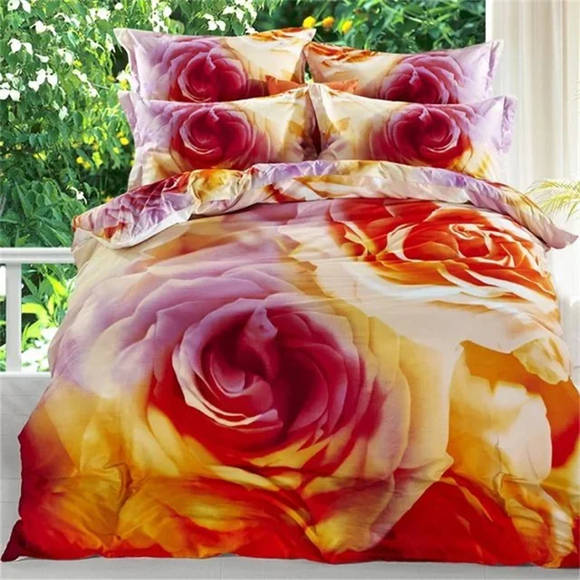 Rose Orange Rose Ensemble de Literie 100% Coton 3d Imprimé Floral ... Rose Orange Rose Ensemble de Literie 100% Coton 3d Imprimé Floral ...