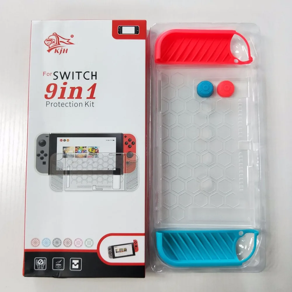 

Sanchow 9 in 1 Crystal Protective Transparent Cover PC Case Shell for Nintend Switch NS Console Switch Joy-con+4 Thumb Caps