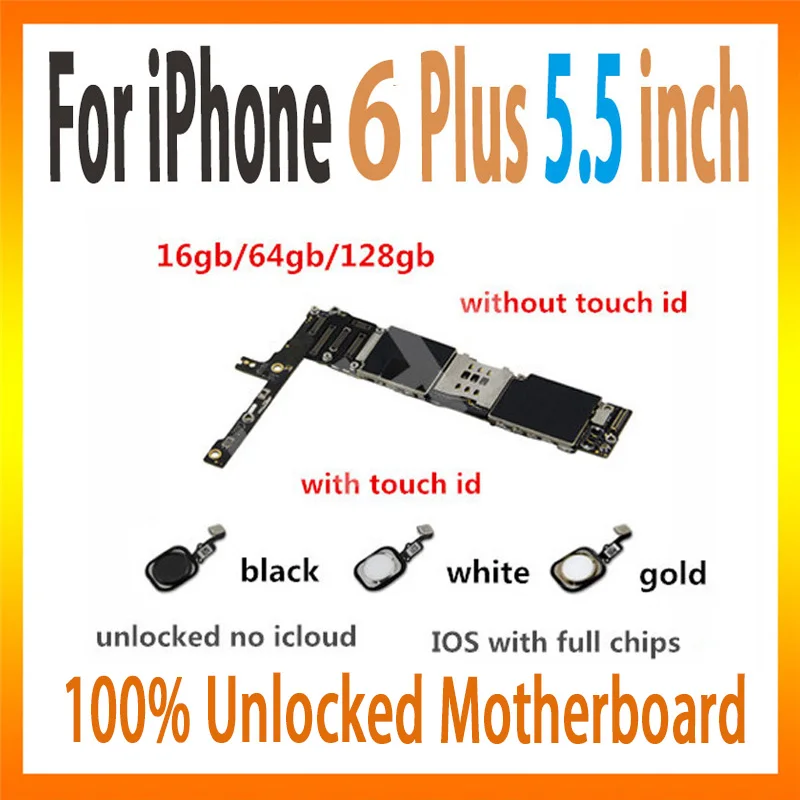 

Original For iphone 6p 6plus motherboard with/without touch ID unlocked for iphone 6+ card/fee 16gb/64gb/128gb free shipping