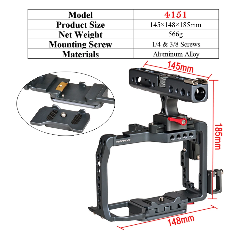 WARAXE A7R3 A73 A7III A7MIII3 реечная оснастка корзины буровые установки из sony A7RIII/A7III Камера с верхней ручкой-4151