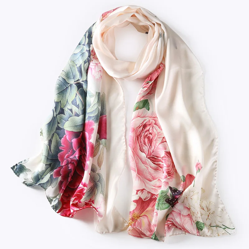 Шелковый шарф ручной работы с краями, весенне-летний шарф из чистого шелка, шарф-бандана, женский роскошный брендовый модный шарф, шейный платок