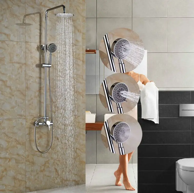 Exposed Brass Chrome Polish Shower Set Single Lever With Hand Shower