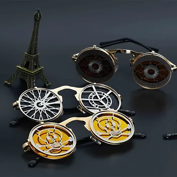 

Punk Goggles Steampunk Glasses Vintage Industrial Style and Imagination Metal Gear Gothic Fashion Style Shades S