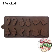 

Marebell Christmas Silicone Chocolate Mold Non-stick DIY Christmas Chocolate Jelly Pudding Silicone Mold Bakeware Baking Tools