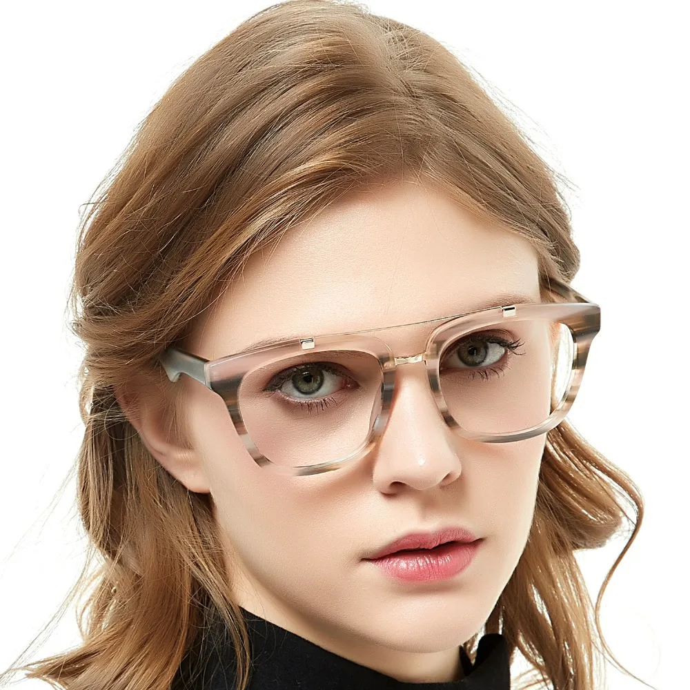 Vogue, металлический мост, очки, оправа для женщин, черная, негабаритная оправа для очков, ацетат, близорукость, очки ботаника, оправа, Маре, AZZURO OC7033