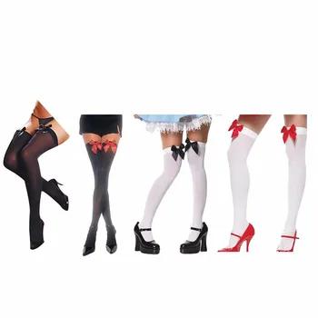 

Summer hot sale bow lace stockings fashion stretch lace bow Thigh High Stockings Over The Knee sexy stockings for women