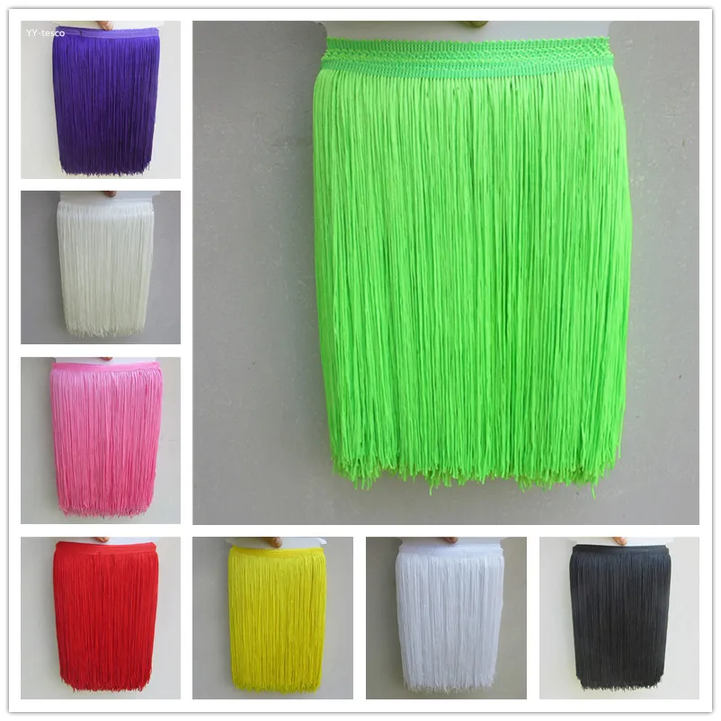 

YY-tesco 1Yards 30cm Wide Lace Fringe Trim Tassel Fringe Trimming For DIY Latin Dress Stage Clothes Accessories Lace Ribbon