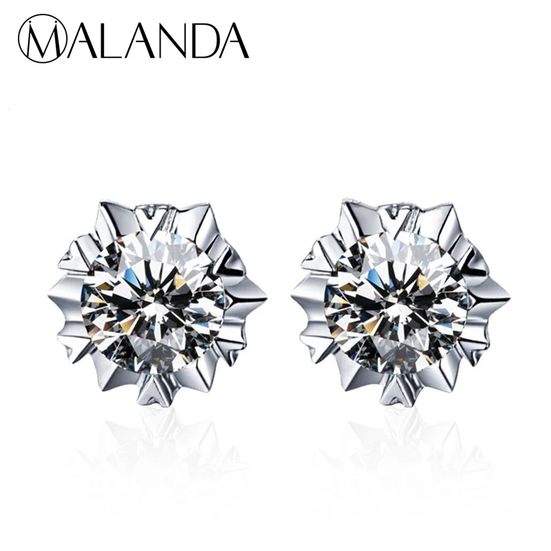 

MALANDA Brand Stud Earrings For Women Classic Sliver Color AAA+ Cubic Zirconia Earrings New Wedding Piercing Earrings Jewelry
