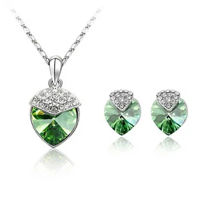 

Top Quality Lovely Jewelry Sets Stud Earrings Necklaces Pendants For Women Crystals from Swarovski Bijoux Party Jewelry Set