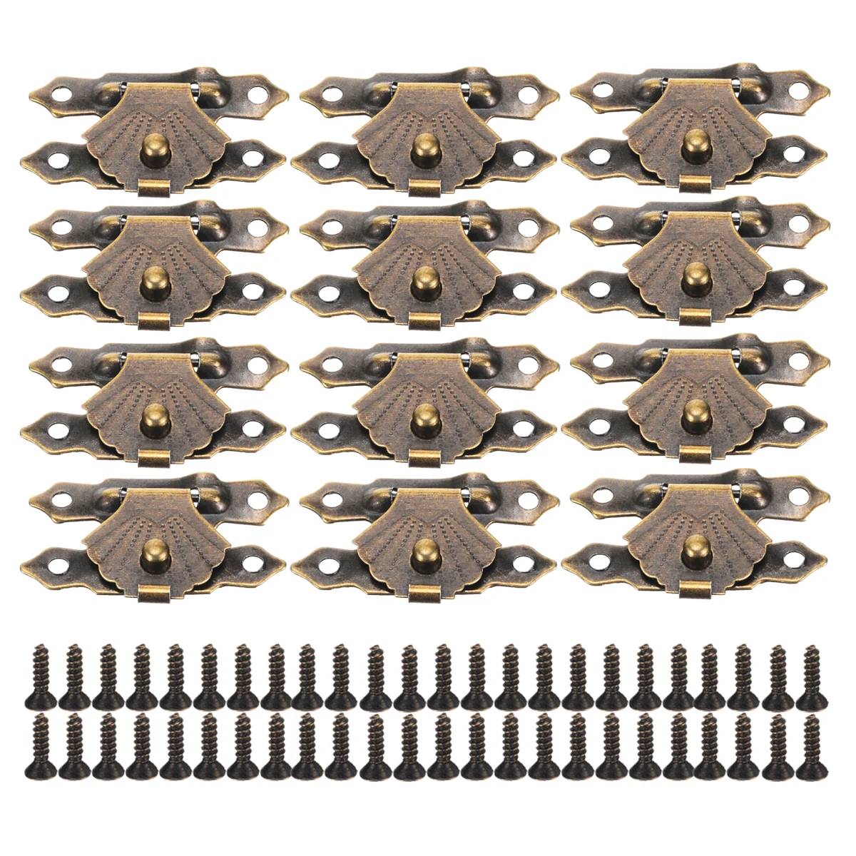 12Pcs Mini Antique Brass Wooden Case Hasp Jewelry Gift Box Decorative Hasp Latch for Home Finuture Buckle Clasp Lock