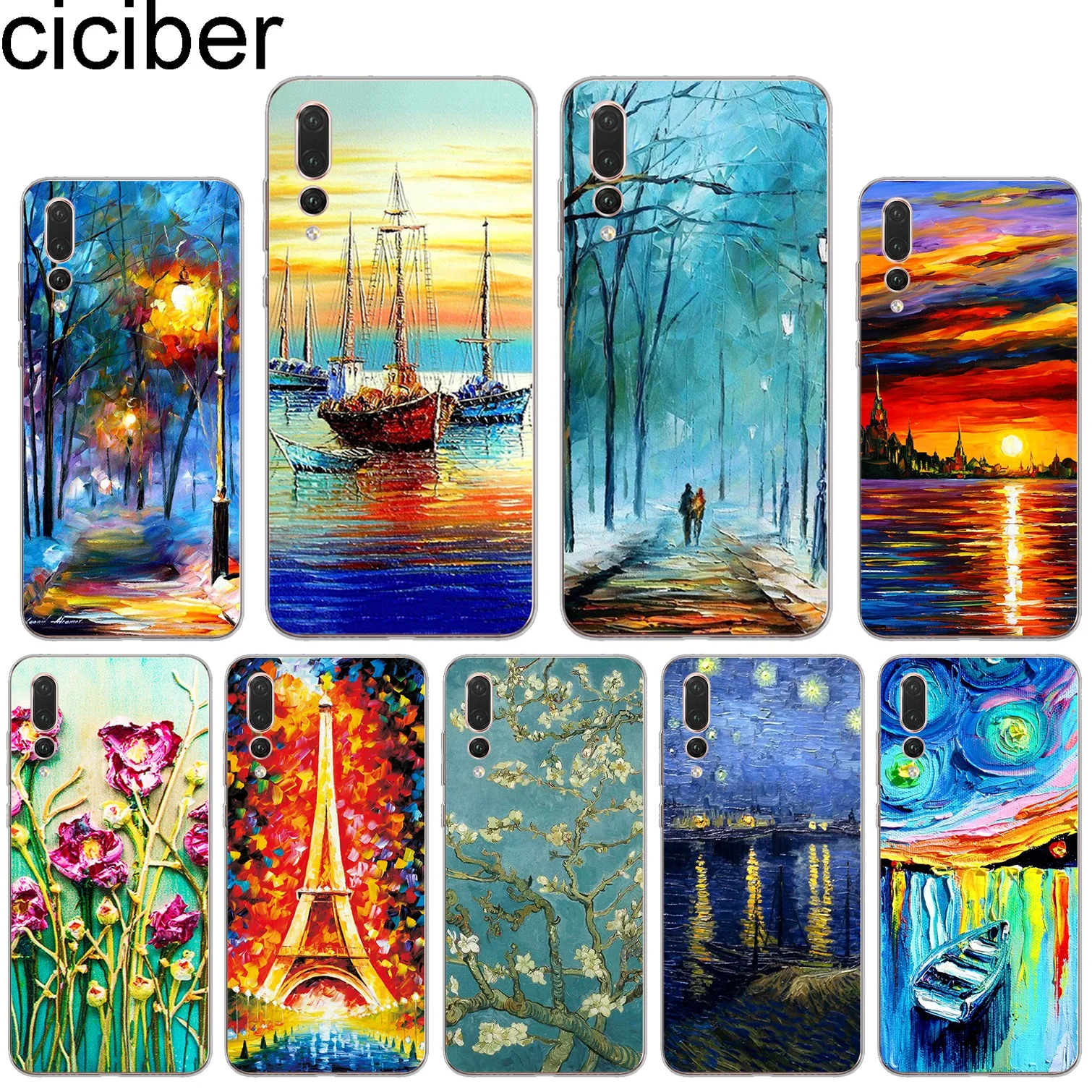 

ciciber For Huawei P 20 10 9 8 Lite Pro Plus 2017 Soft Silicone TPU Phone Case For Mate 20 10 9 Lite Pro X Van Gogh Oil Painting