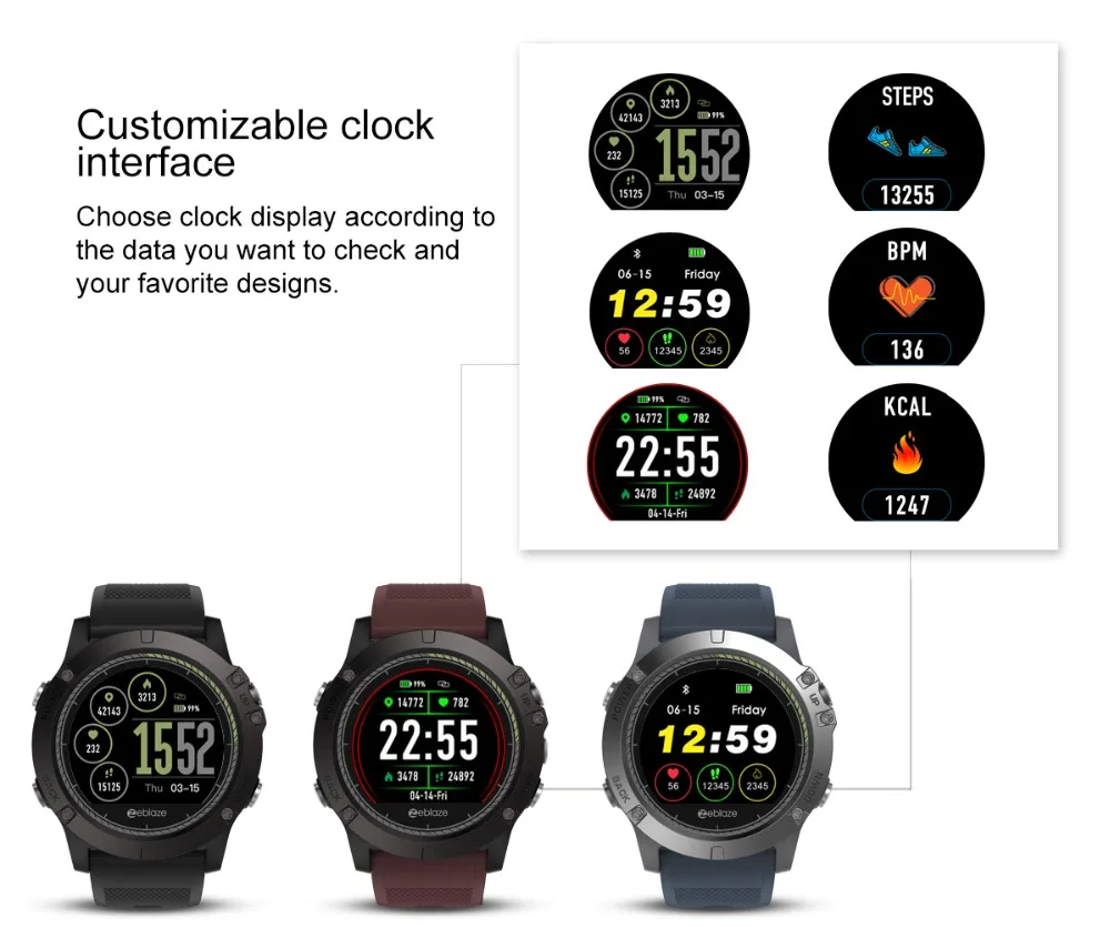 Original Zeblaze VIBE 3 HR Smartwatches Run Route Tracking GreenCell Heart Rate Monitor Smart Watch Sports Watches Male Female (11)