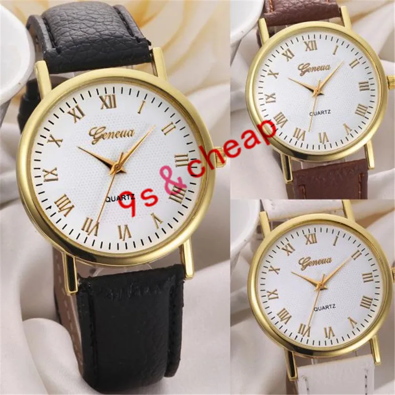 

Fashion Unisex Leisure Dial Leather Band Analog Quartz Wrist Watch Free Shipping #210717