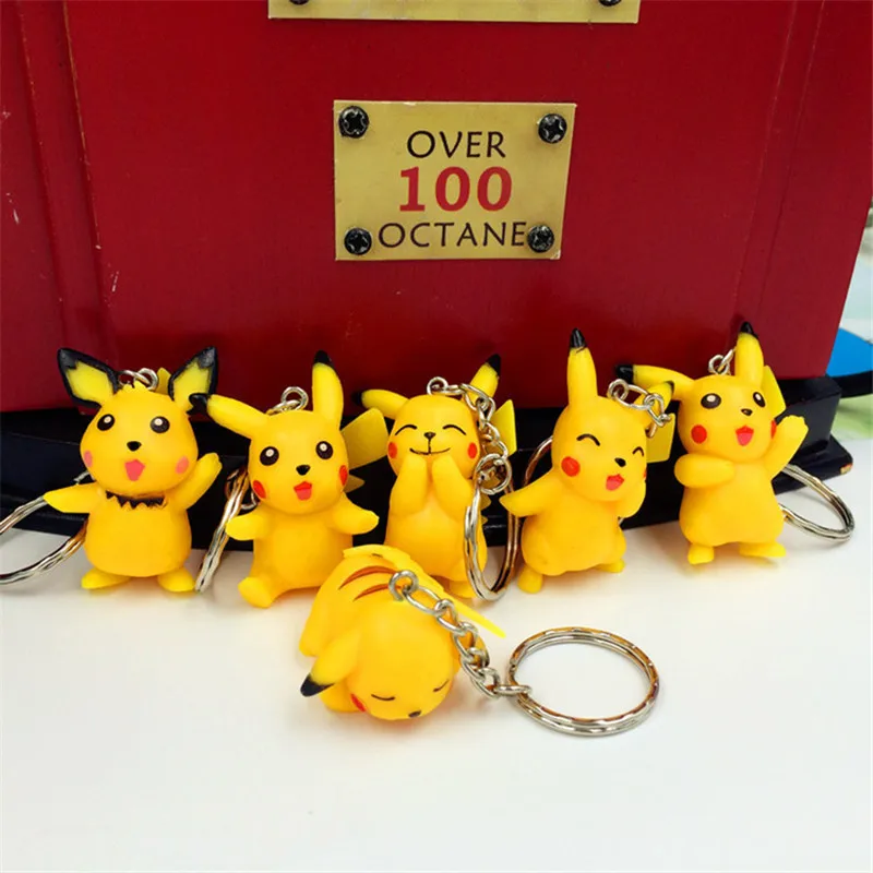 

Cartoon Cute Japanese Anime Pikachu Keychain Pocket Monsters Key Ring Holder Pokemon Go Pendant Kid Toys Key Chains Bag Charms