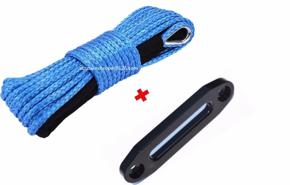 الأزرق 6 ملليمتر * 15 متر الاصطناعية ونش حبل إضافة 4500lbs hawse fairlead ، atv الونش الخط ، uhmwpe حبل و دليل ونش حبل