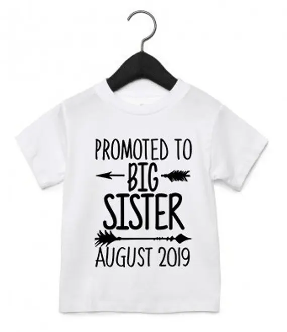 Personalised Promoted to Big Sister t shirt top baby pregnancy announcement