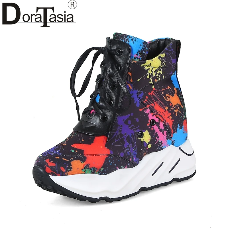 

DoraTasia 2018 new brand shoes woman fashion Camouflage genuine leather casual shoes winter leisure ankle boots women shoes