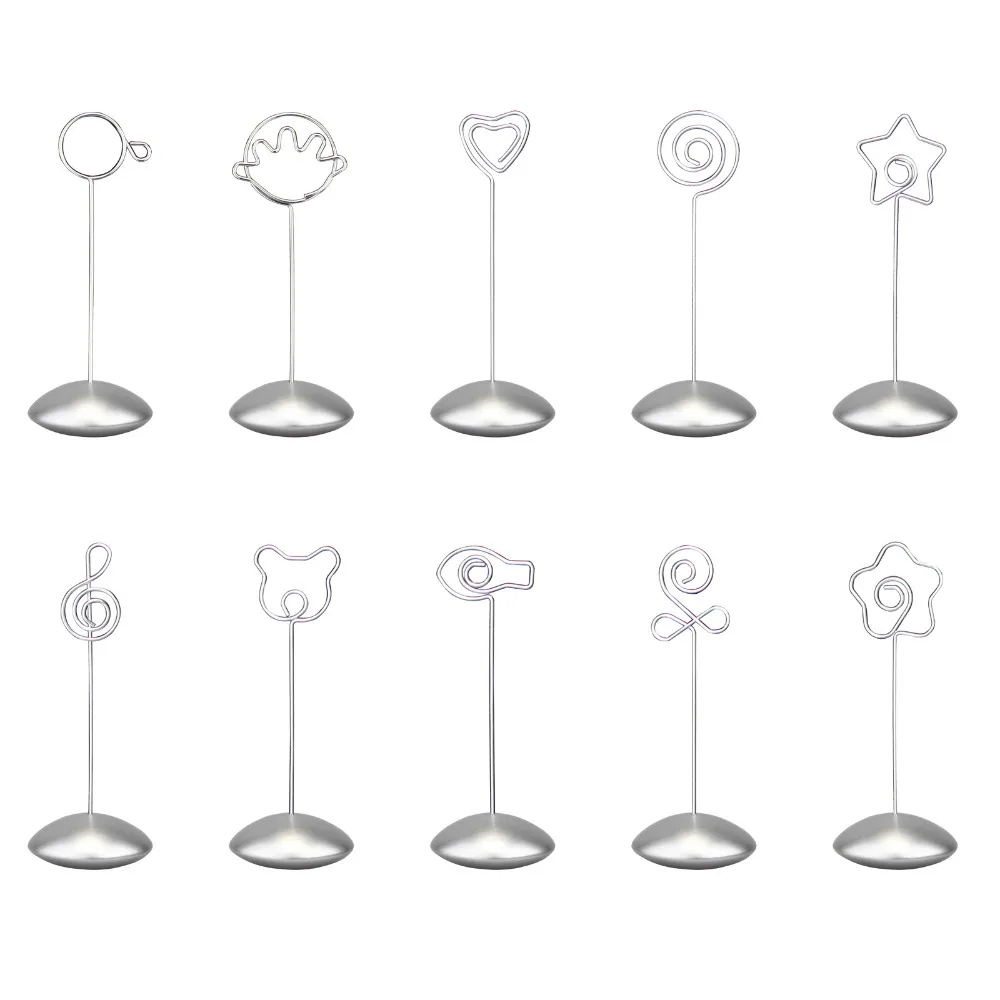 Silver flying disc stand craft wire picture memo photo clip holder,table place card holder