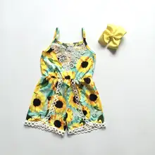 Одежда для маленьких девочек; Летний комбинезон с подсолнухами; Детские ползунки; Изысканная одежда