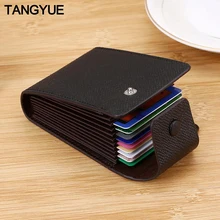 TANGYUE-tarjetero de cuero para hombre y mujer, cartera con carcasa para tarjetas, tarjetero para tarjetas bancarias