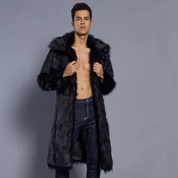 

Male Winter Autumn Imitation Mink Coat Large Size Square Collar Man Faux Fur Coats Solid Color Mens Fur Outcoats Clothes