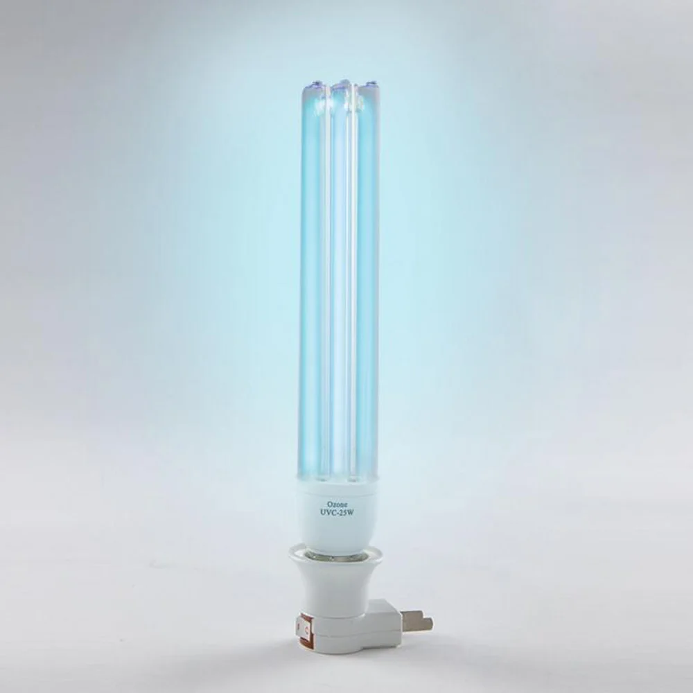 Кварцевые UVC бактерицидные лампы стерилизации CFL озоновые лампы лампа ультрафиолетового светильник 25W E27 для дезинфекции антибактериальные убить клещей дезодорант