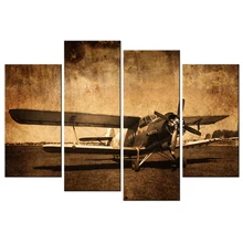 Canvas Prints Vintage Aircraft Art Old Plane Picture Wall Decor Paintings Retro Military Aviation Airplane Fighter