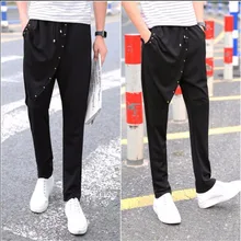 M-5XL Для мужчин не связанные с основной модные шаровары узкие обтягивающие штаны личности прилив искусственная комплект из двух предметов брюки певица костюмы