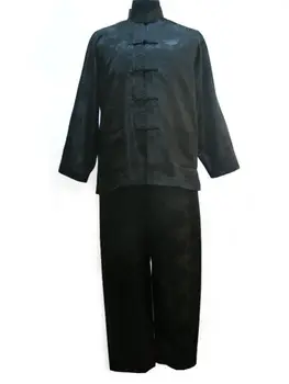 

Free shipping ! Black Men's Polyester Satin Pajama Sets jacket Trousers Sleepwear Nightwear SIZE S M L XL XXL XXXL M3021