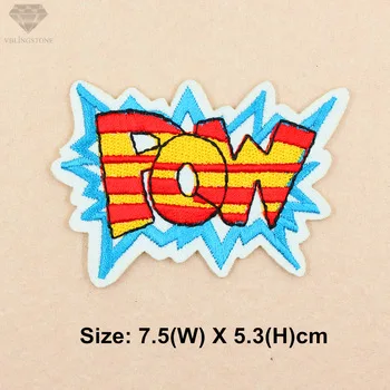 1PCS Pow Letter Iron On Embroidered Patches for Clothing Applications for Clothes Sewing Stickers Jacket Bag Shoes
