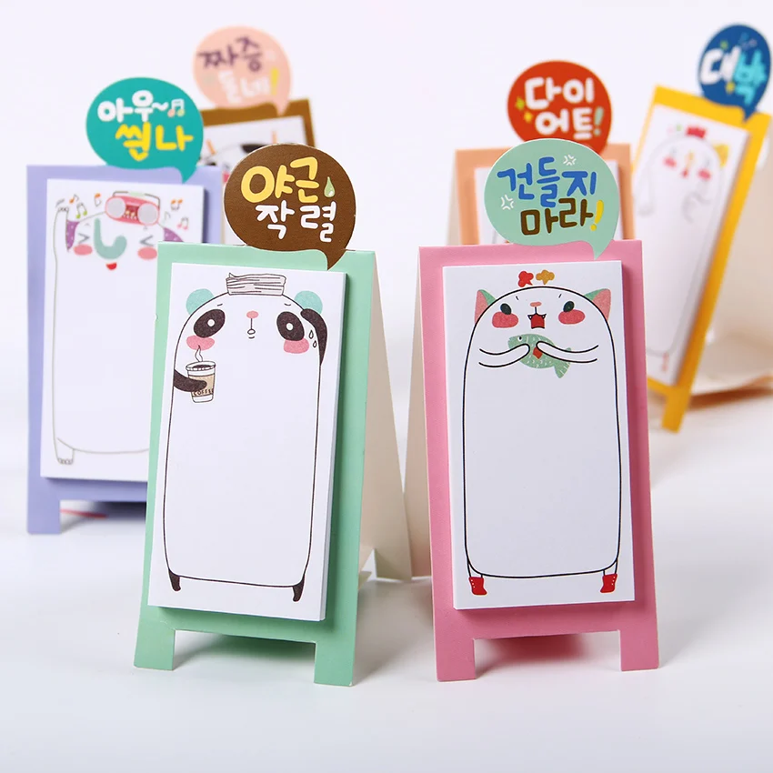 

1PC Cute Cartoon Animals Cat Panda Memo Pad Sticky Notes Memo Notebook Stationery Note Paper Stickers School Supplies