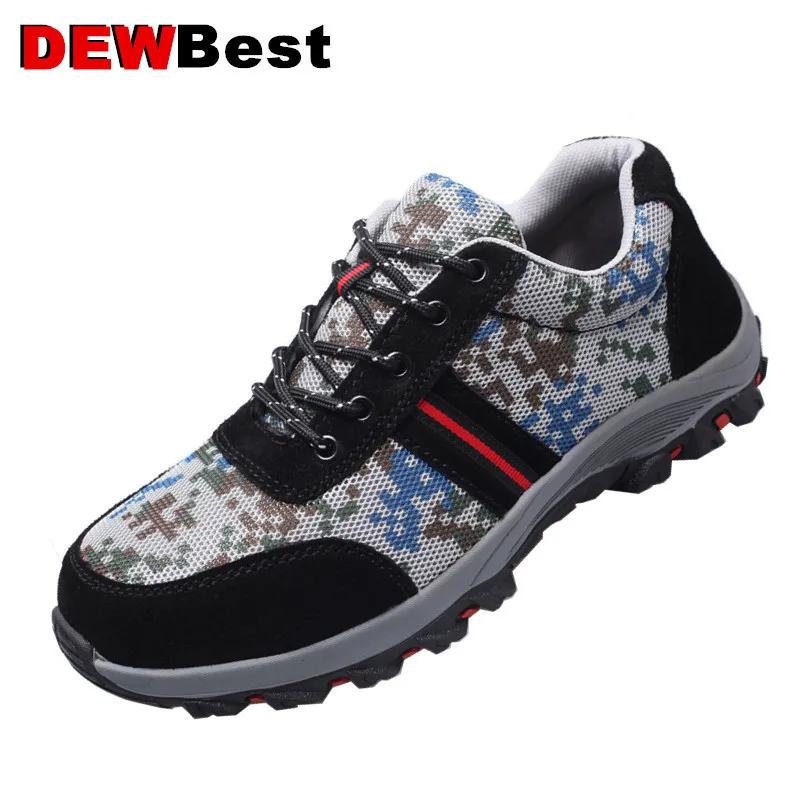 

DEWBEST fashioMen's Safety Shoes Steel Toe Construction Protective Footwear Lightweight 3D Shockproof Work Sneaker Shoes For Men
