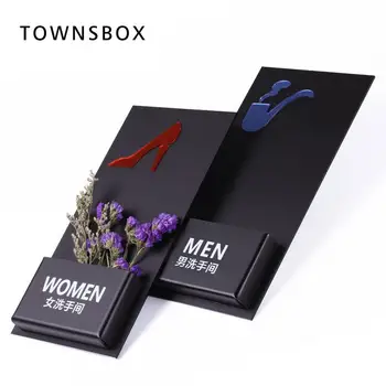 

Creative Toilet Door Plate Bathroom WC Wall Mounted Decoration Flower Holder Box Custom Acrylic Signage Plate Men Women Signs
