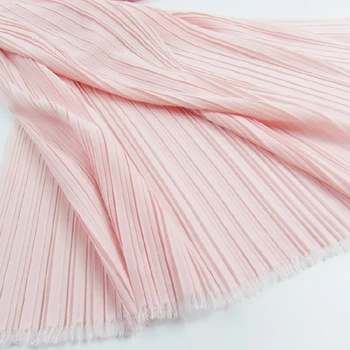 

3 Meters 150CM 59" Wide pink Ruffled Pleated Chiffon Fabric Solid Dress Clothes Materials LX120