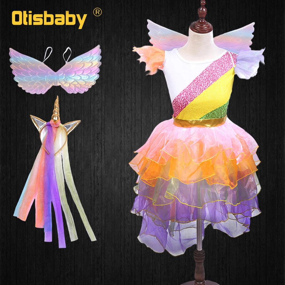 

Children's Birthday Party Unicorn Dress Halloween Rainbow Pony Costume Child Christmas Kids Horse Clothes Fantasia Unicorn Tutu